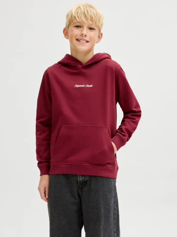 JorNorrebro emb sweat hood jnr - Tibetan Red