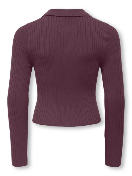 Hovedbilde KogMila ls Rib Button  Polo - Mauve Wine