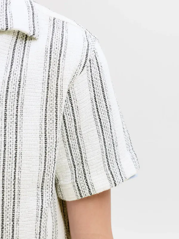 Jack & Jones Jr Coba Stripe Resort Shirt - Cloud Dancer/Stripes 