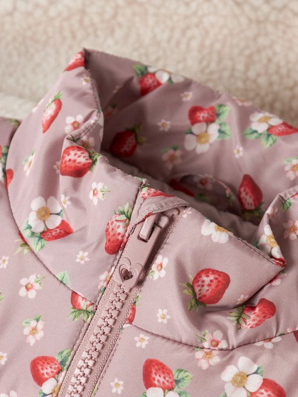 Name It Minna Teddy Jacket - Whitecap Gray/Strawberry