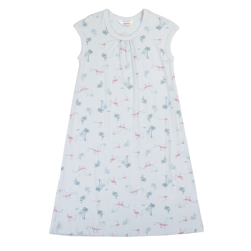 Joha Bambus Nattkjole - Lys Blå/Flamingo 