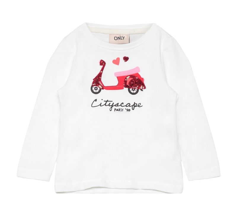 KmgKita reg l/s heart top - Bright White Print/ Cityscape