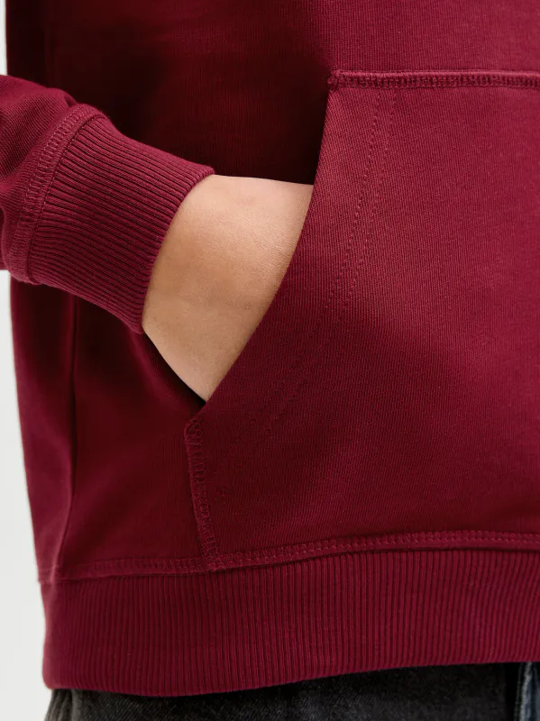 JorNorrebro emb sweat hood jnr - Tibetan Red