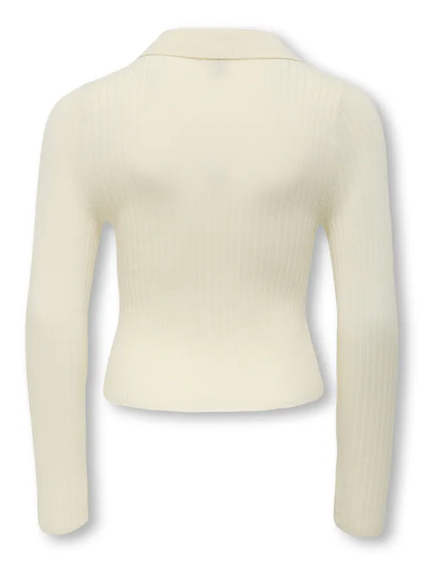 KogMila ls Rib Button  Polo - Birch