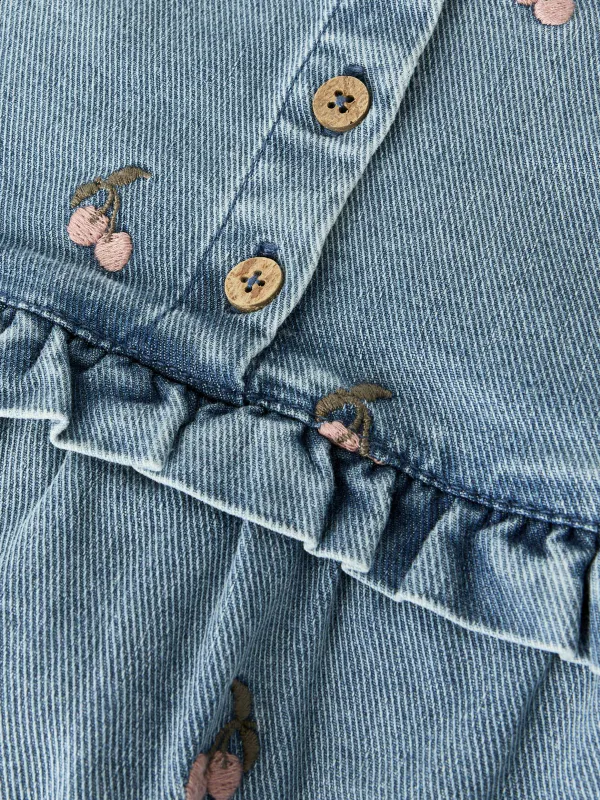 Lil´Atelier Deva Denim Kjole - Medium Blue Cherry